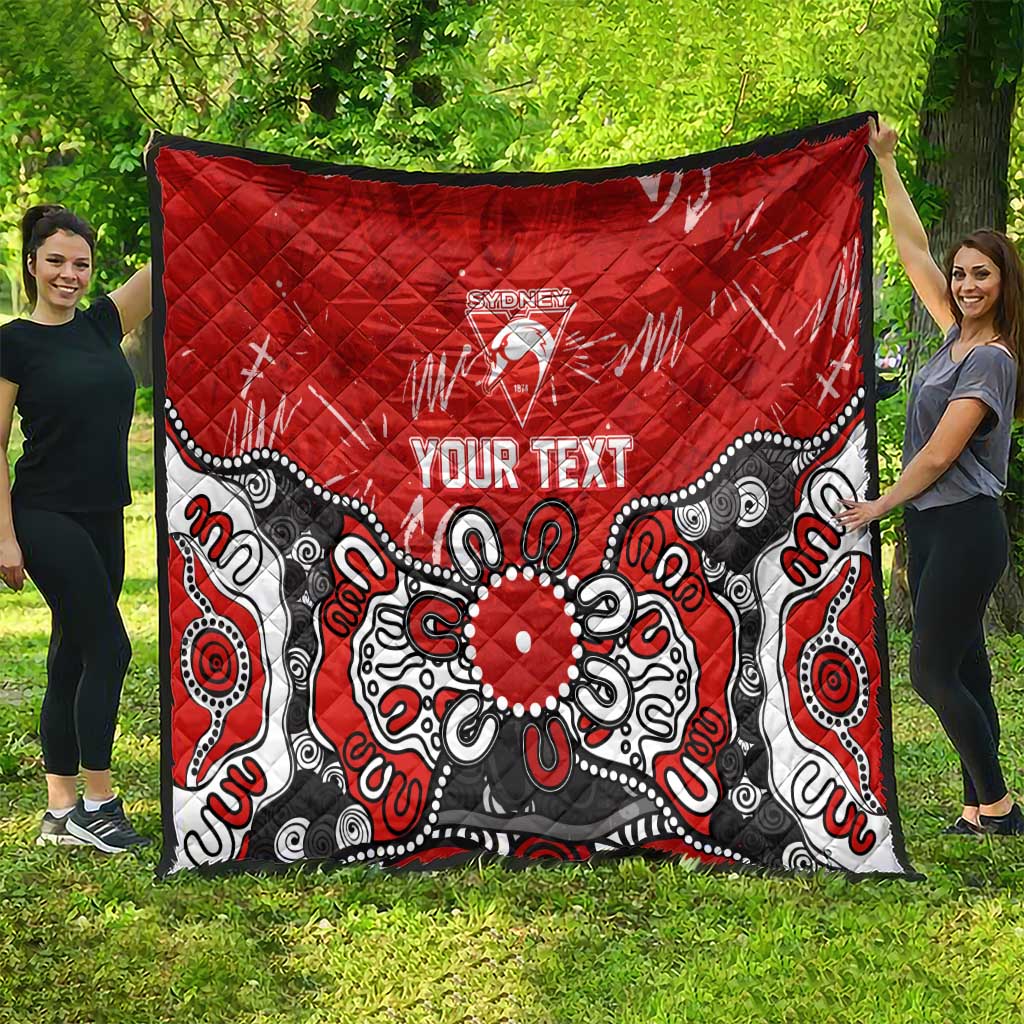 Personalized Sydney Swans Quilt Aboriginal Dot Painting Graffiti Style