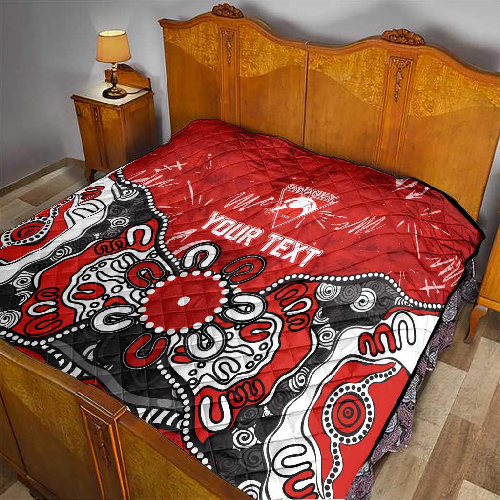 Personalized Sydney Swans Quilt Aboriginal Dot Painting Graffiti Style