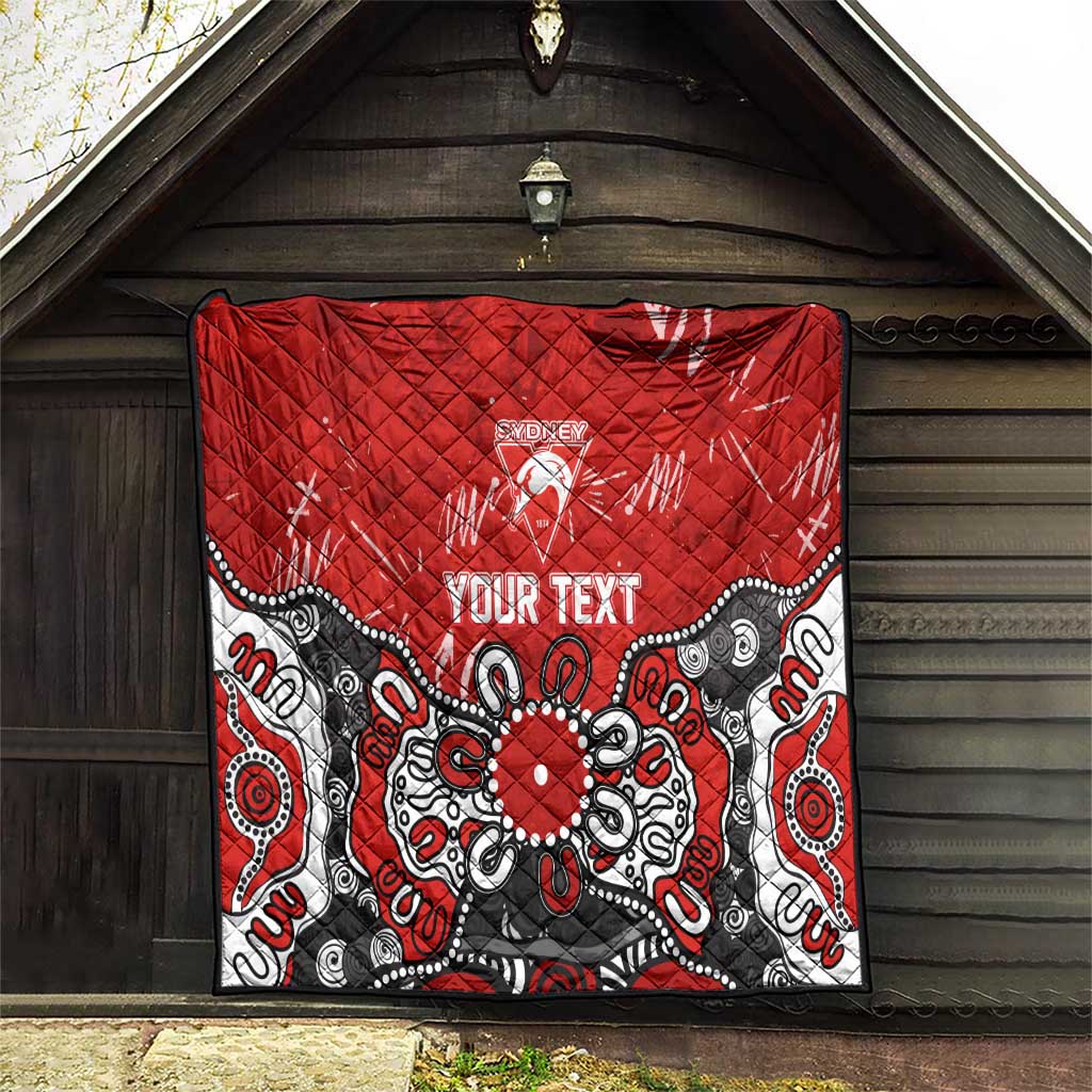 Personalized Sydney Swans Quilt Aboriginal Dot Painting Graffiti Style