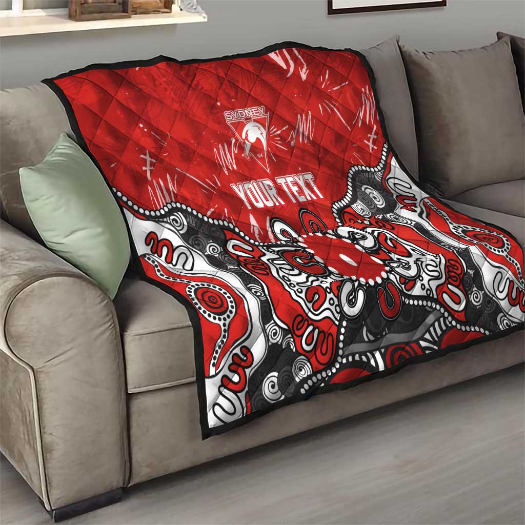 Personalized Sydney Swans Quilt Aboriginal Dot Painting Graffiti Style