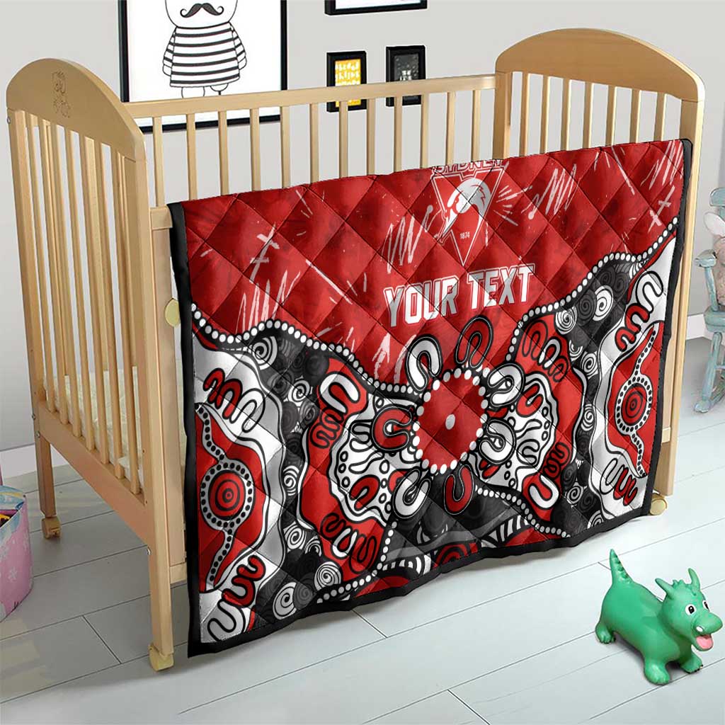 Personalized Sydney Swans Quilt Aboriginal Dot Painting Graffiti Style