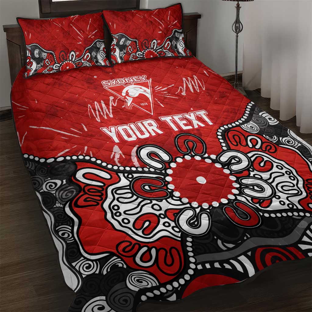 Personalized Sydney Swans Quilt Bed Set Aboriginal Dot Painting Graffiti Style