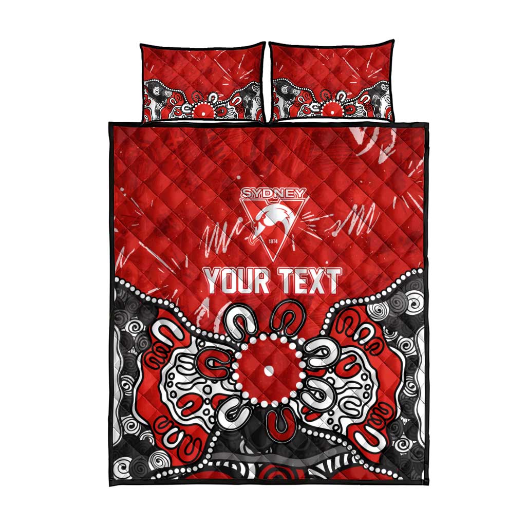 Personalized Sydney Swans Quilt Bed Set Aboriginal Dot Painting Graffiti Style