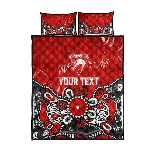 Personalized Sydney Swans Quilt Bed Set Aboriginal Dot Painting Graffiti Style