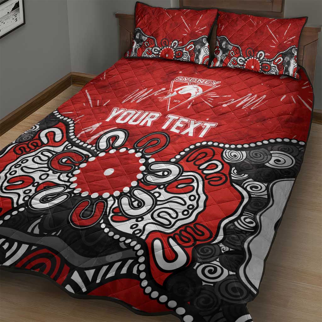 Personalized Sydney Swans Quilt Bed Set Aboriginal Dot Painting Graffiti Style