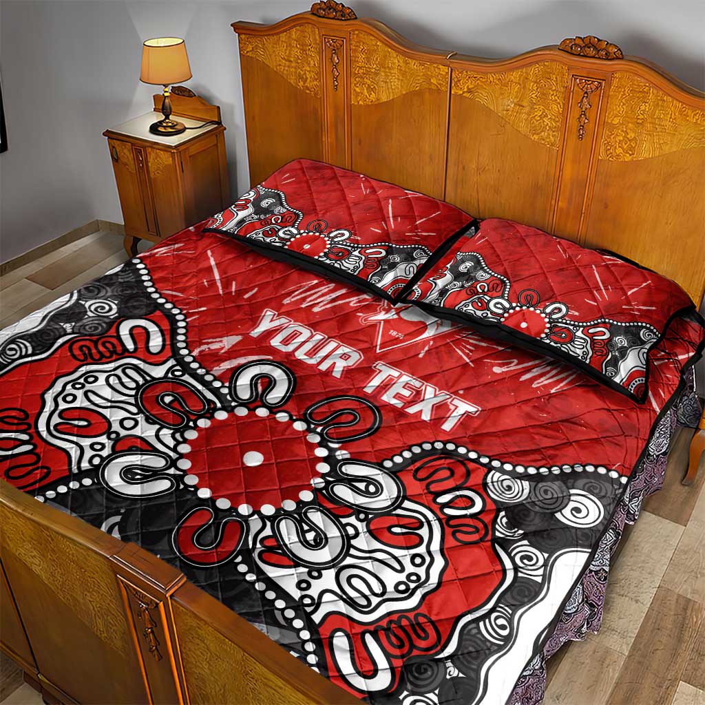 Personalized Sydney Swans Quilt Bed Set Aboriginal Dot Painting Graffiti Style