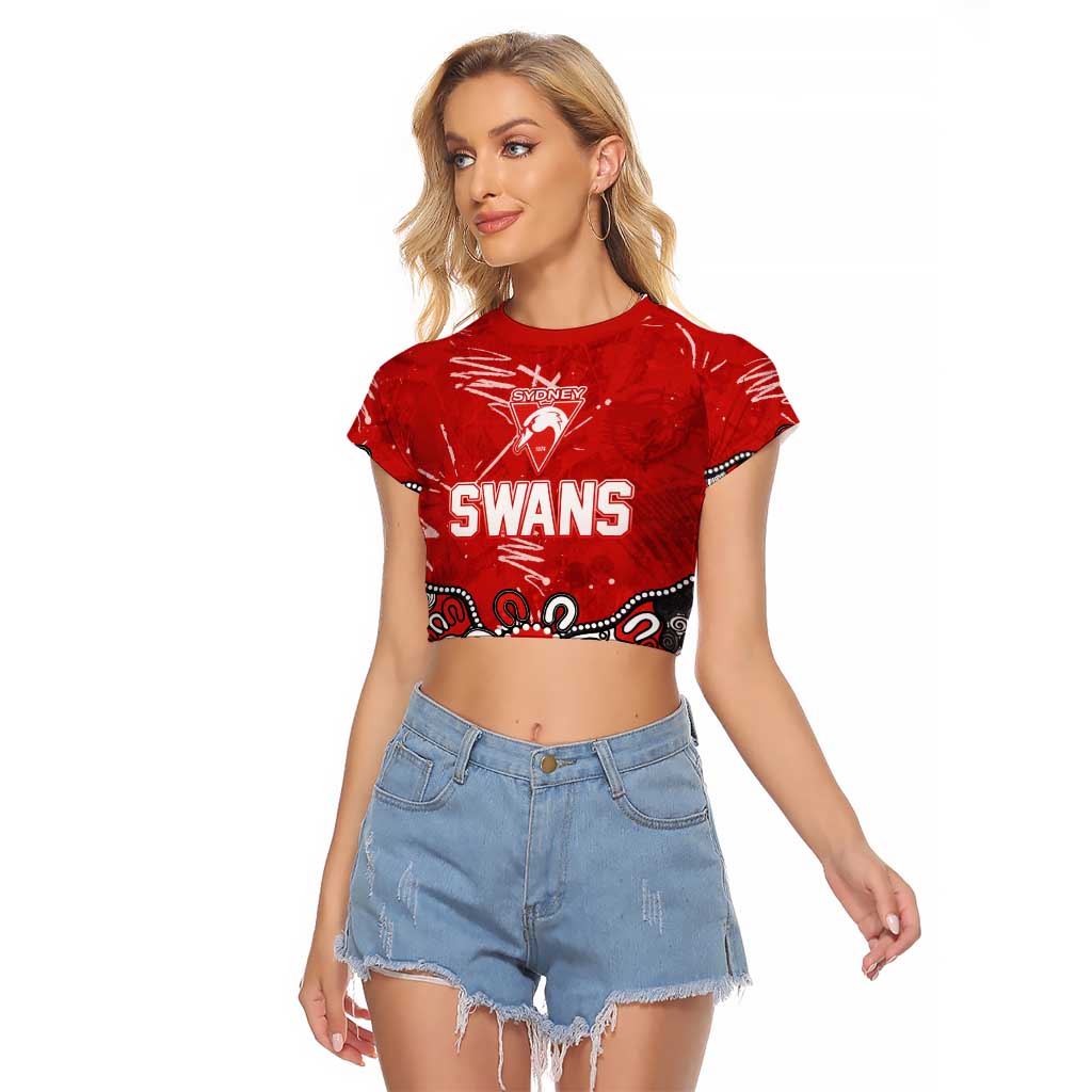Personalized Sydney Swans Raglan Cropped T Shirt Aboriginal Dot Painting Graffiti Style