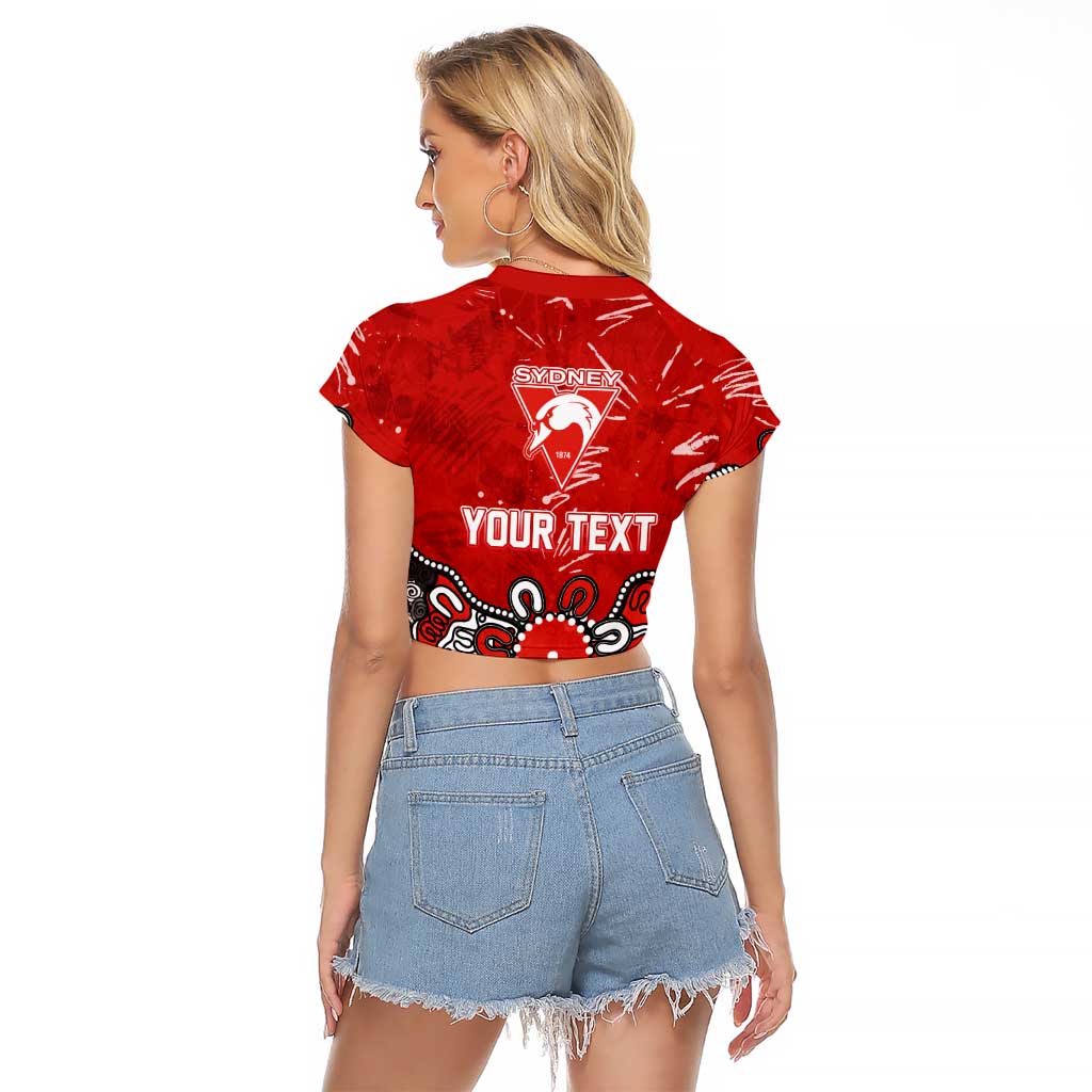 Personalized Sydney Swans Raglan Cropped T Shirt Aboriginal Dot Painting Graffiti Style
