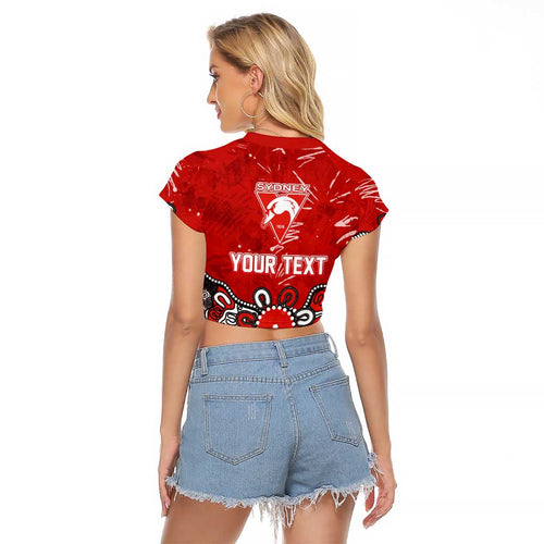Personalized Sydney Swans Raglan Cropped T Shirt Aboriginal Dot Painting Graffiti Style