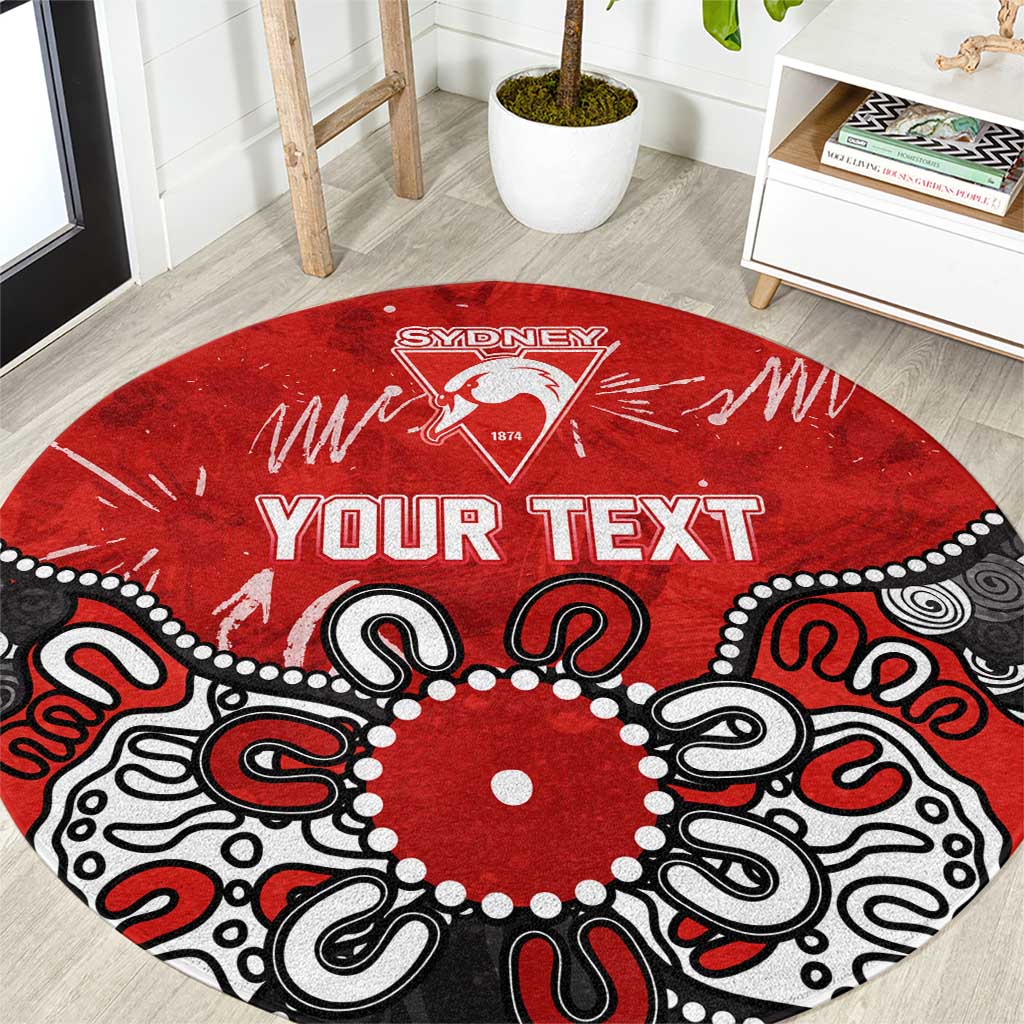 Personalized Sydney Swans Round Carpet Aboriginal Dot Painting Graffiti Style