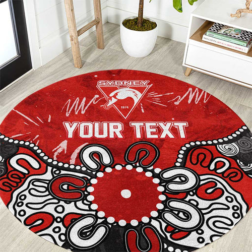 Personalized Sydney Swans Round Carpet Aboriginal Dot Painting Graffiti Style