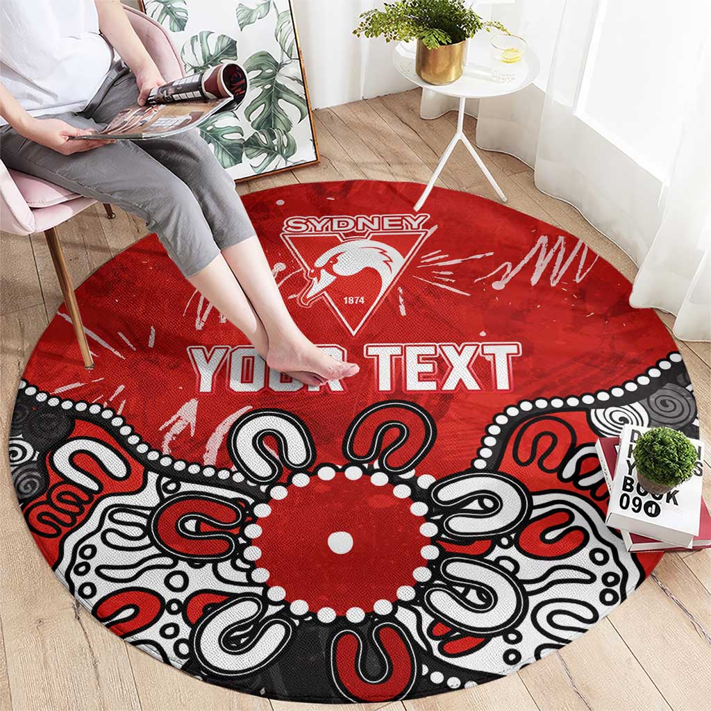 Personalized Sydney Swans Round Carpet Aboriginal Dot Painting Graffiti Style