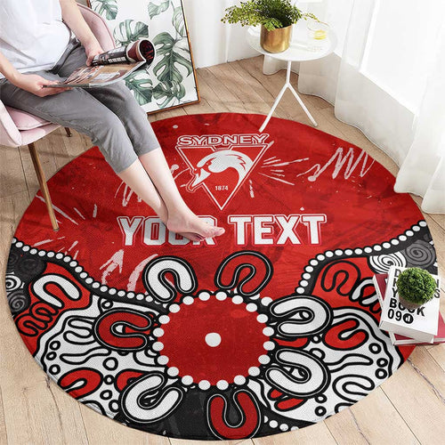 Personalized Sydney Swans Round Carpet Aboriginal Dot Painting Graffiti Style