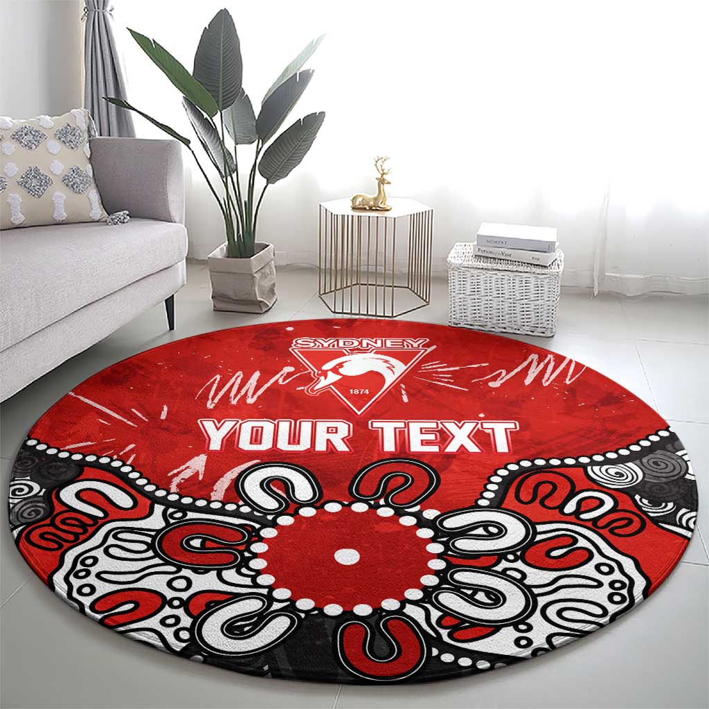 Personalized Sydney Swans Round Carpet Aboriginal Dot Painting Graffiti Style