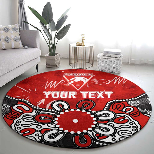 Personalized Sydney Swans Round Carpet Aboriginal Dot Painting Graffiti Style