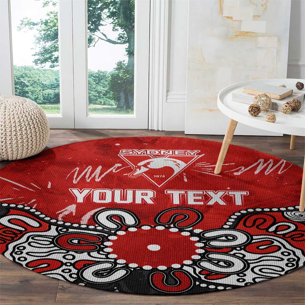 Personalized Sydney Swans Round Carpet Aboriginal Dot Painting Graffiti Style
