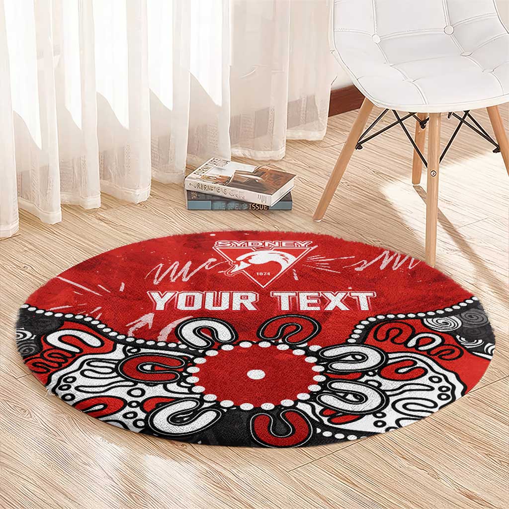 Personalized Sydney Swans Round Carpet Aboriginal Dot Painting Graffiti Style
