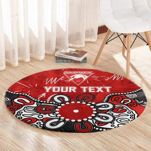 Personalized Sydney Swans Round Carpet Aboriginal Dot Painting Graffiti Style