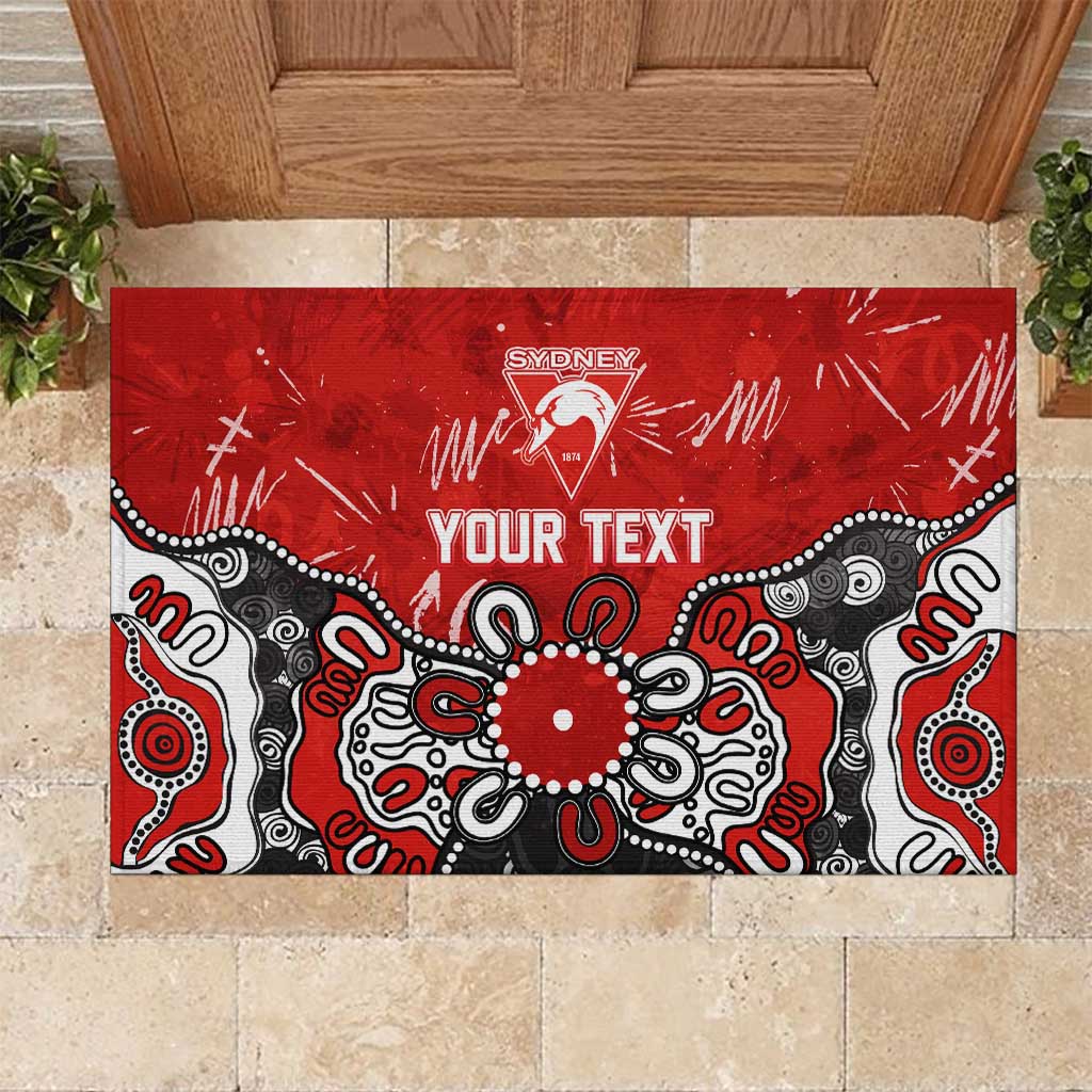 Personalized Sydney Swans Rubber Doormat Aboriginal Dot Painting Graffiti Style