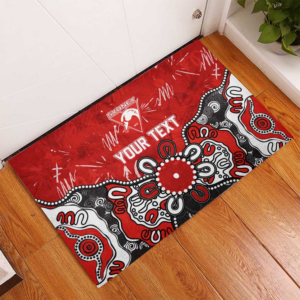Personalized Sydney Swans Rubber Doormat Aboriginal Dot Painting Graffiti Style