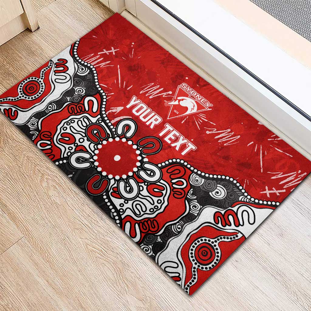 Personalized Sydney Swans Rubber Doormat Aboriginal Dot Painting Graffiti Style