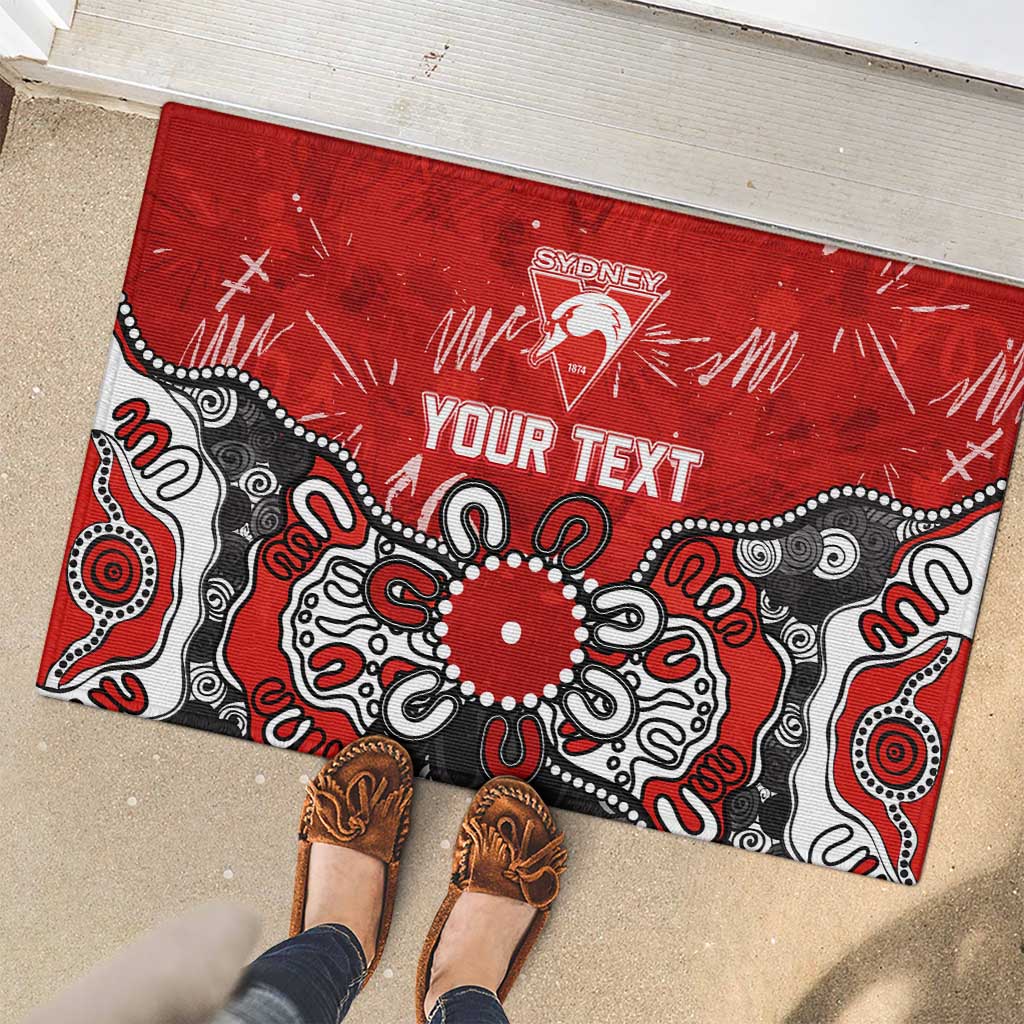 Personalized Sydney Swans Rubber Doormat Aboriginal Dot Painting Graffiti Style