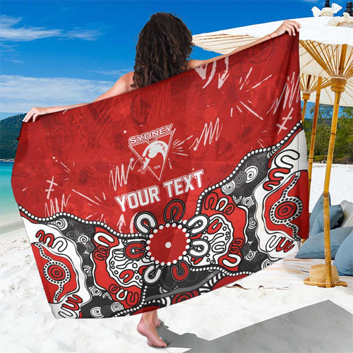 Personalized Sydney Swans Sarong Aboriginal Dot Painting Graffiti Style