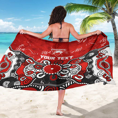Personalized Sydney Swans Sarong Aboriginal Dot Painting Graffiti Style