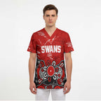 Personalized Sydney Swans Scrub Top Aboriginal Dot Painting Graffiti Style