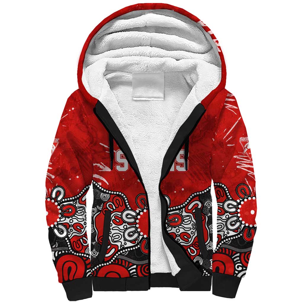 Personalized Sydney Swans Sherpa Hoodie Aboriginal Dot Painting Graffiti Style