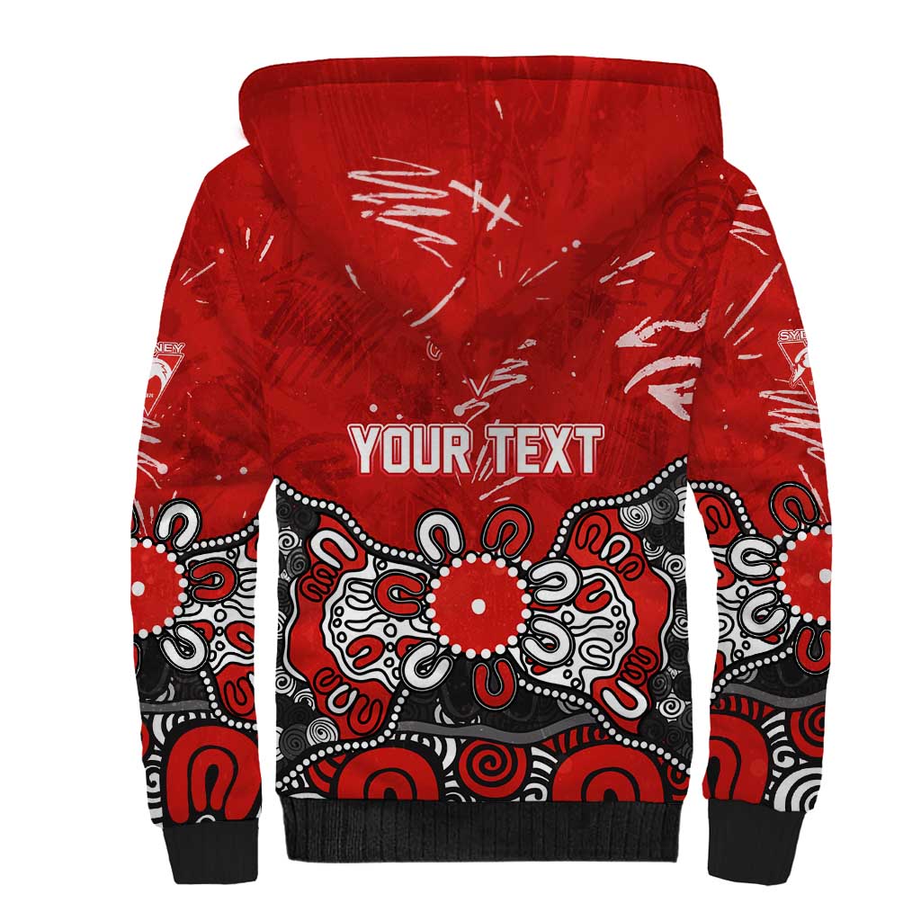 Personalized Sydney Swans Sherpa Hoodie Aboriginal Dot Painting Graffiti Style