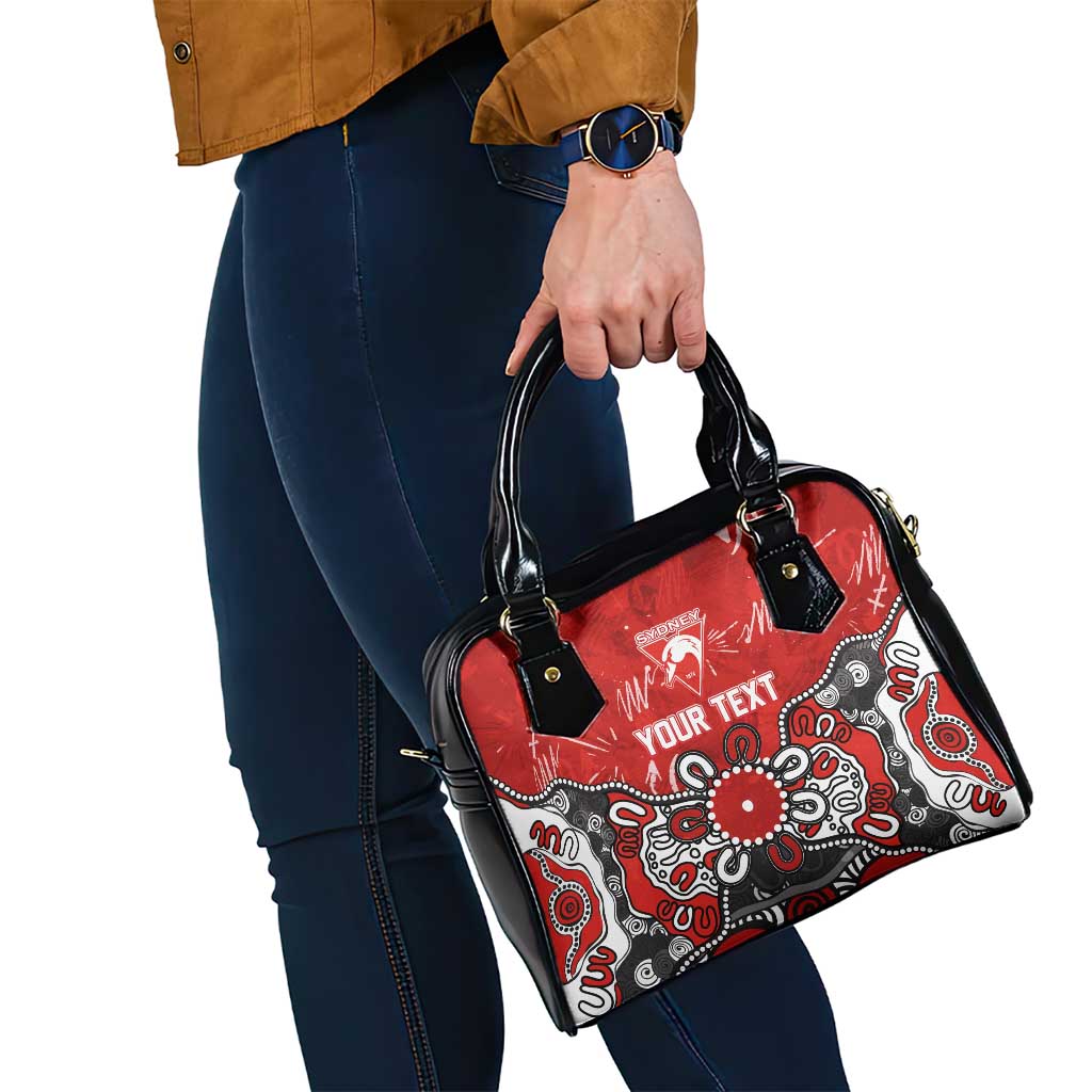 Personalized Sydney Swans Shoulder Handbag Aboriginal Dot Painting Graffiti Style