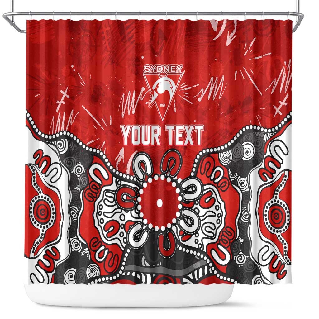 Personalized Sydney Swans Shower Curtain Aboriginal Dot Painting Graffiti Style