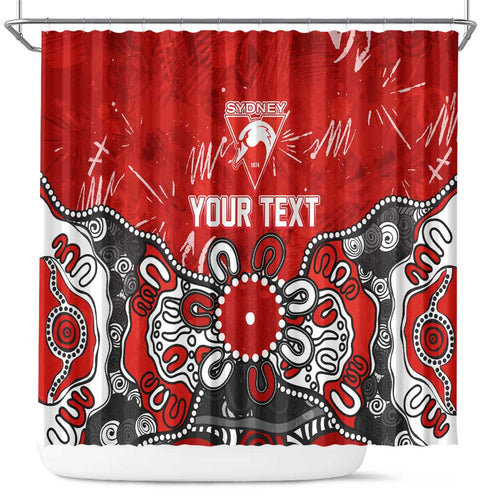 Personalized Sydney Swans Shower Curtain Aboriginal Dot Painting Graffiti Style