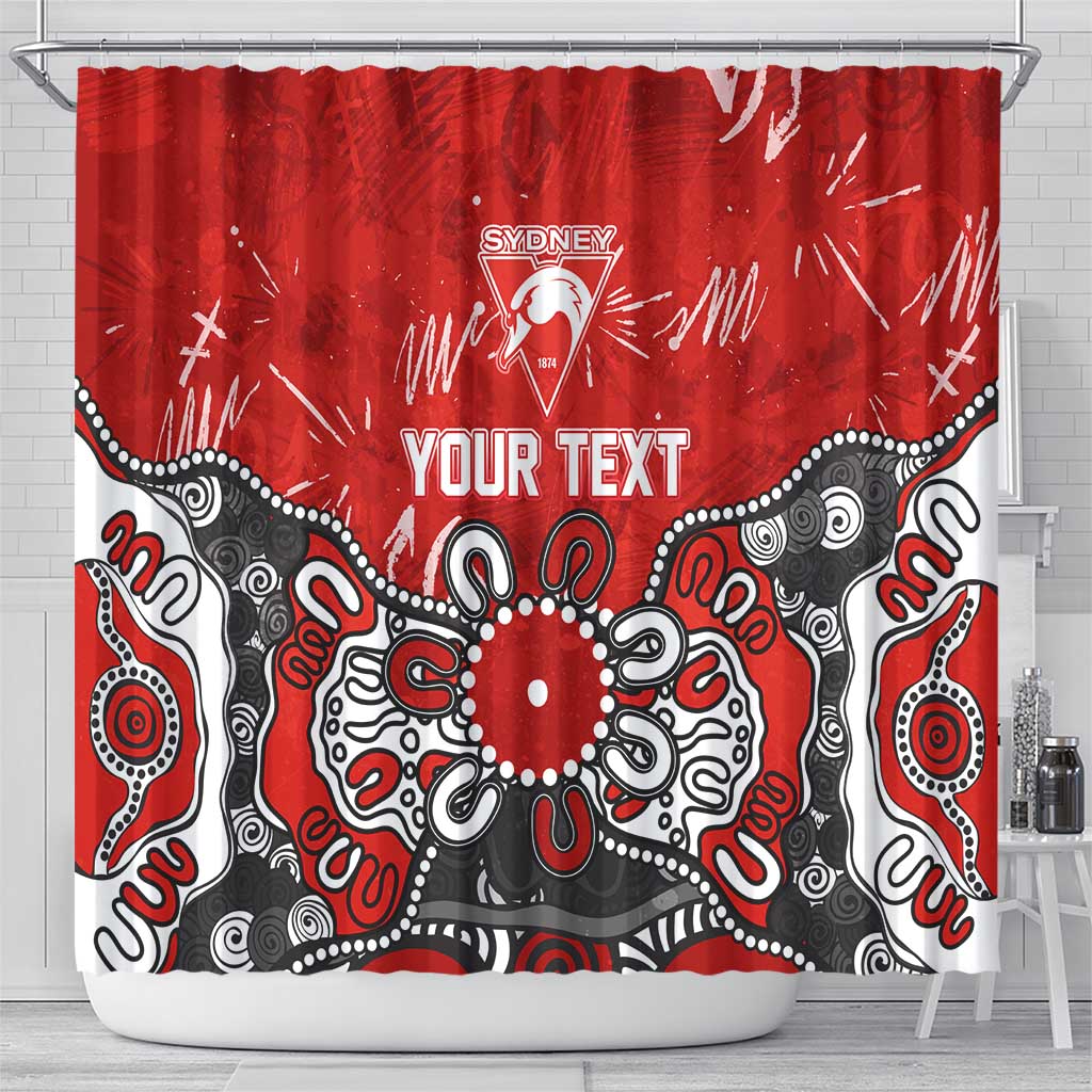 Personalized Sydney Swans Shower Curtain Aboriginal Dot Painting Graffiti Style