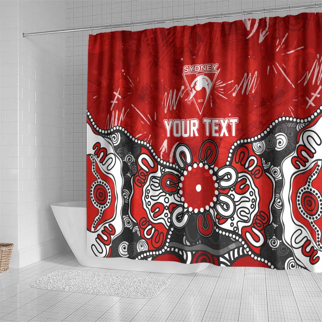 Personalized Sydney Swans Shower Curtain Aboriginal Dot Painting Graffiti Style