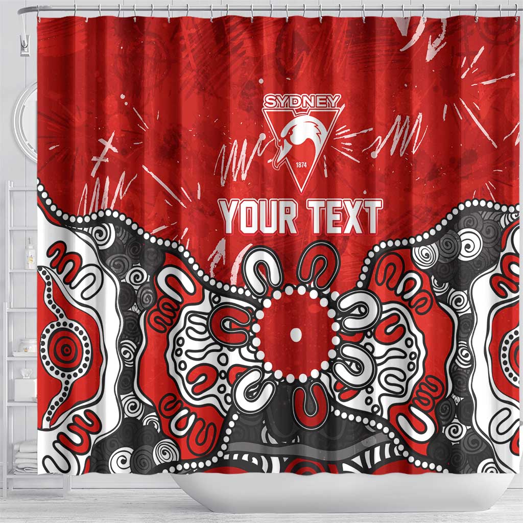 Personalized Sydney Swans Shower Curtain Aboriginal Dot Painting Graffiti Style