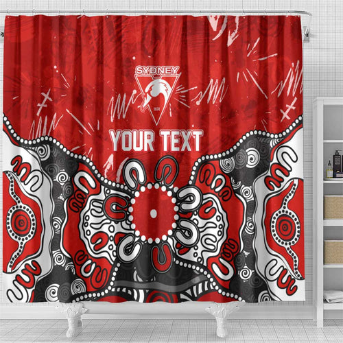 Personalized Sydney Swans Shower Curtain Aboriginal Dot Painting Graffiti Style