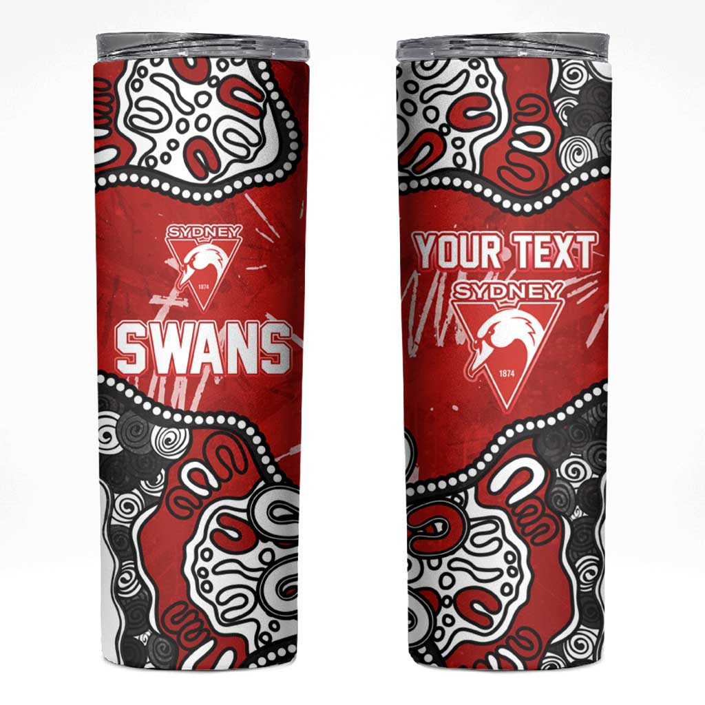 Personalized Sydney Swans Skinny Tumbler Aboriginal Dot Painting Graffiti Style