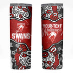 Personalized Sydney Swans Skinny Tumbler Aboriginal Dot Painting Graffiti Style