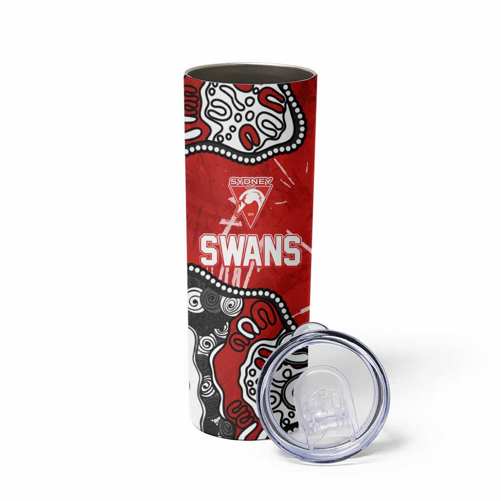 Personalized Sydney Swans Skinny Tumbler Aboriginal Dot Painting Graffiti Style