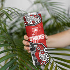 Personalized Sydney Swans Skinny Tumbler Aboriginal Dot Painting Graffiti Style