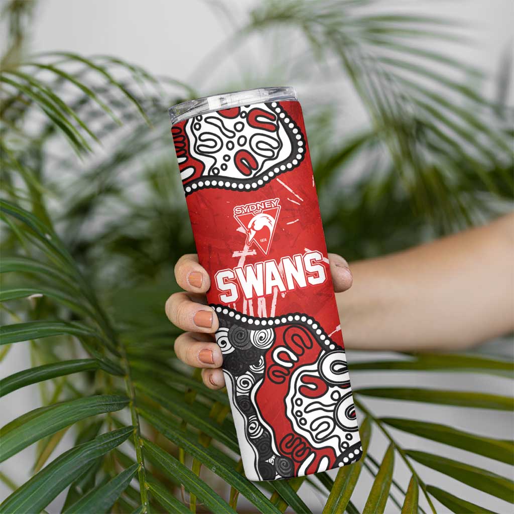 Personalized Sydney Swans Skinny Tumbler Aboriginal Dot Painting Graffiti Style