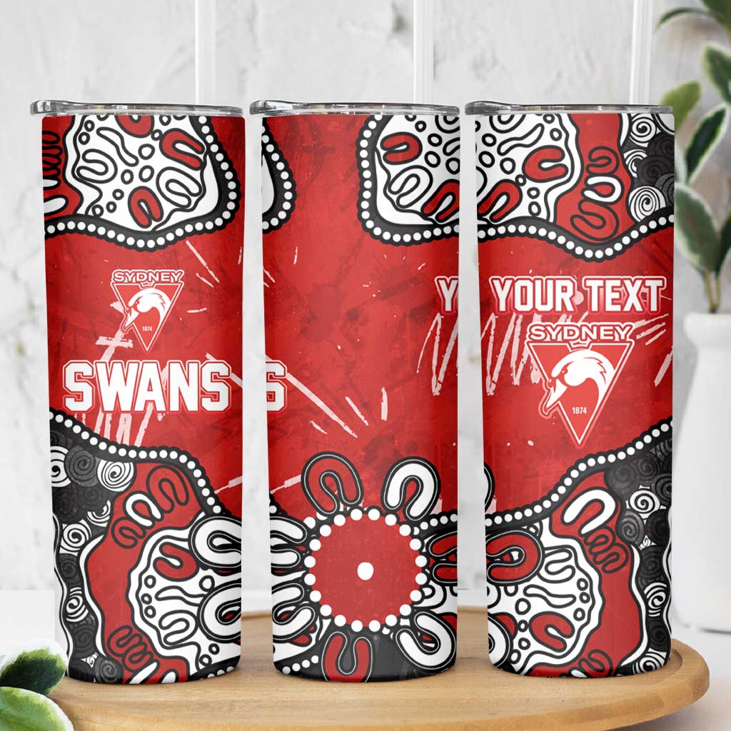 Personalized Sydney Swans Skinny Tumbler Aboriginal Dot Painting Graffiti Style