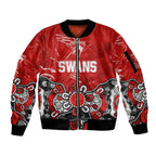 Personalized Sydney Swans Sleeve Zip Bomber Jacket Aboriginal Dot Painting Graffiti Style