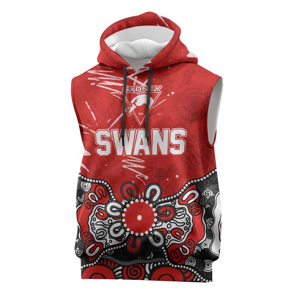 Personalized Sydney Swans Sleeveless Hoodie Aboriginal Dot Painting Graffiti Style