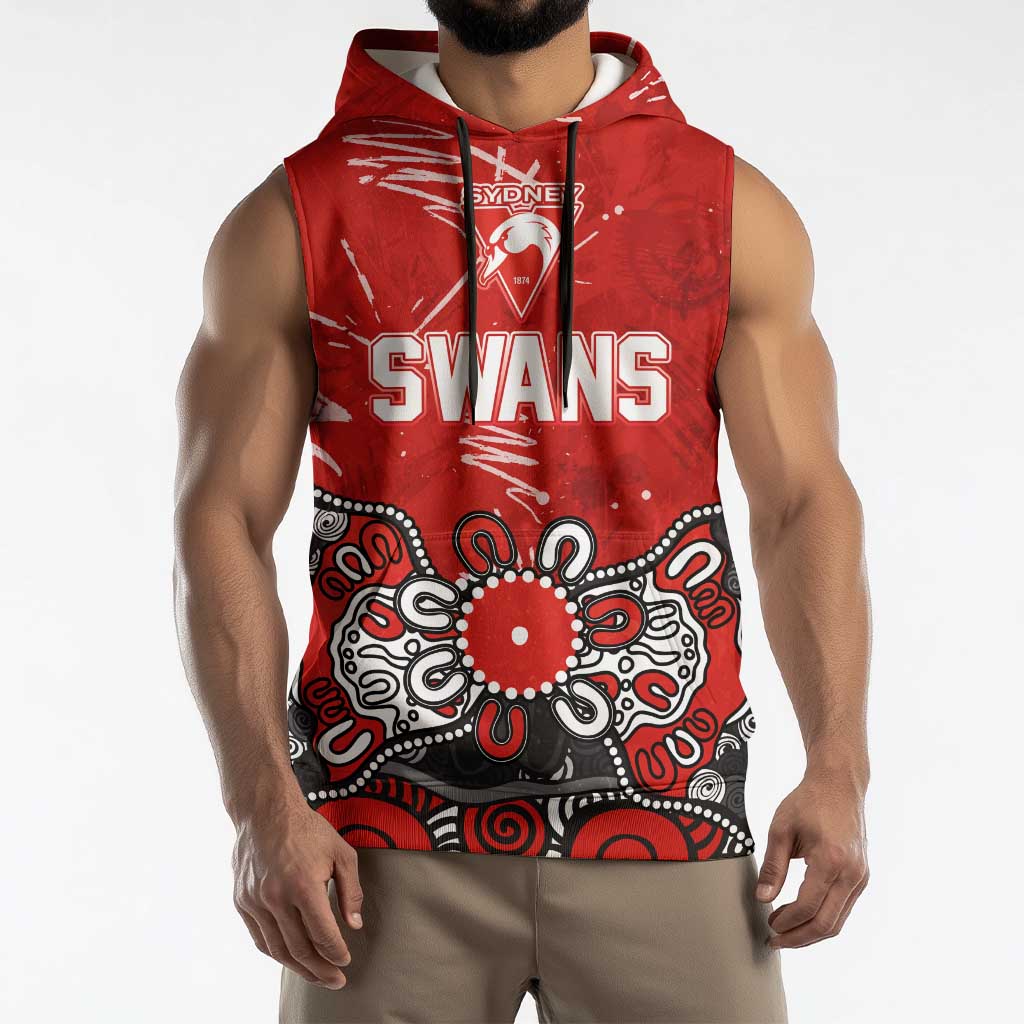 Personalized Sydney Swans Sleeveless Hoodie Aboriginal Dot Painting Graffiti Style