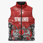 Personalized Sydney Swans Sleeveless Puffer Jacket Aboriginal Dot Painting Graffiti Style