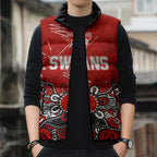 Personalized Sydney Swans Sleeveless Puffer Jacket Aboriginal Dot Painting Graffiti Style