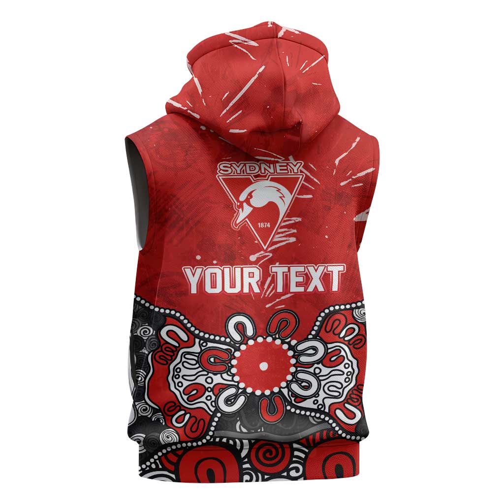 Personalized Sydney Swans Sleeveless Zip Hoodie Aboriginal Dot Painting Graffiti Style